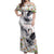 Denmark Mute Swan Off Shoulder Maxi Dress With Chamomile Daisy Flowers - Wonder Print Shop