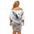 Denmark Mute Swan Off Shoulder Short Dress With Chamomile Daisy Flowers - Wonder Print Shop