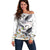 Denmark Mute Swan Off Shoulder Sweater With Chamomile Daisy Flowers - Wonder Print Shop