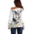 Denmark Mute Swan Off Shoulder Sweater With Chamomile Daisy Flowers - Wonder Print Shop