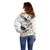 Denmark Mute Swan Off Shoulder Sweater With Chamomile Daisy Flowers - Wonder Print Shop