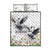 Denmark Mute Swan Quilt Bed Set Wth Chamomile Daisy Flowers