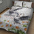 Denmark Mute Swan Quilt Bed Set Wth Chamomile Daisy Flowers