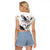 Denmark Mute Swan Raglan Cropped T Shirt Wth Chamomile Daisy Flowers