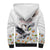 Denmark Mute Swan Sherpa Hoodie Wth Chamomile Daisy Flowers