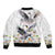 Denmark Mute Swan Sleeve Zip Bomber Jacket Wth Chamomile Daisy Flowers