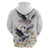 Denmark Mute Swan Zip Hoodie Wth Chamomile Daisy Flowers