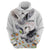 Denmark Mute Swan Zip Hoodie Wth Chamomile Daisy Flowers