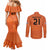 Custom Netherlands Oranje Football Couples Matching Mermaid Dress and Long Sleeve Button Shirt Come On Het Nederlands Elftal