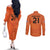 Custom Netherlands Oranje Football Couples Matching Off The Shoulder Long Sleeve Dress and Long Sleeve Button Shirt Come On Het Nederlands Elftal