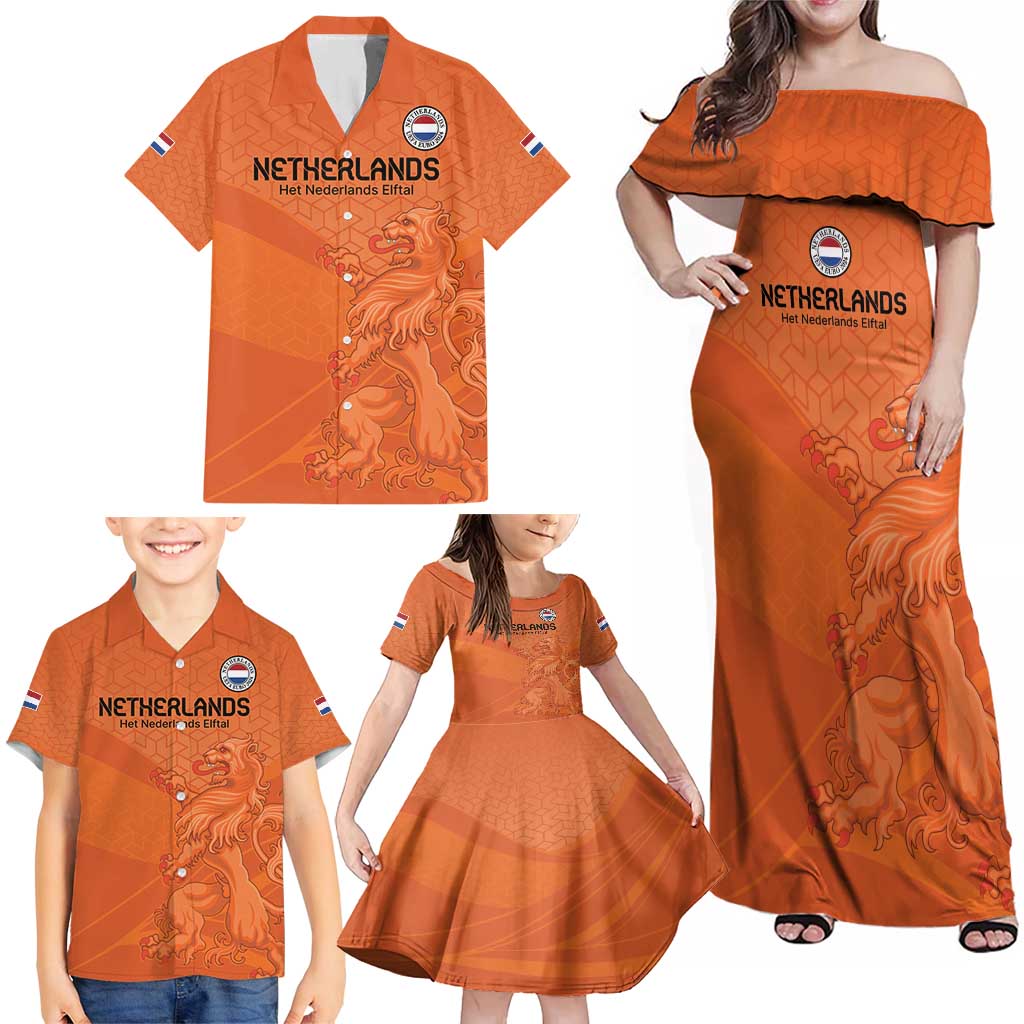 Custom Netherlands Oranje Football Family Matching Off Shoulder Maxi Dress and Hawaiian Shirt Come On Het Nederlands Elftal LT9 - Wonder Print Shop