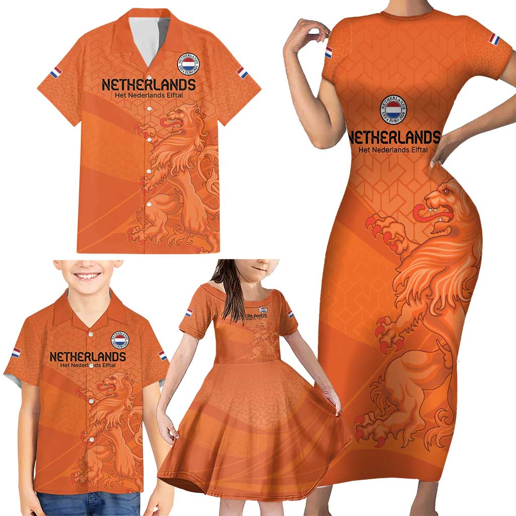 Custom Netherlands Oranje Football Family Matching Short Sleeve Bodycon Dress and Hawaiian Shirt Come On Het Nederlands Elftal - Wonder Print Shop