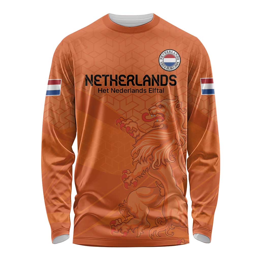 Custom Netherlands Oranje Football Long Sleeve Shirt Come On Het Nederlands Elftal - Wonder Print Shop