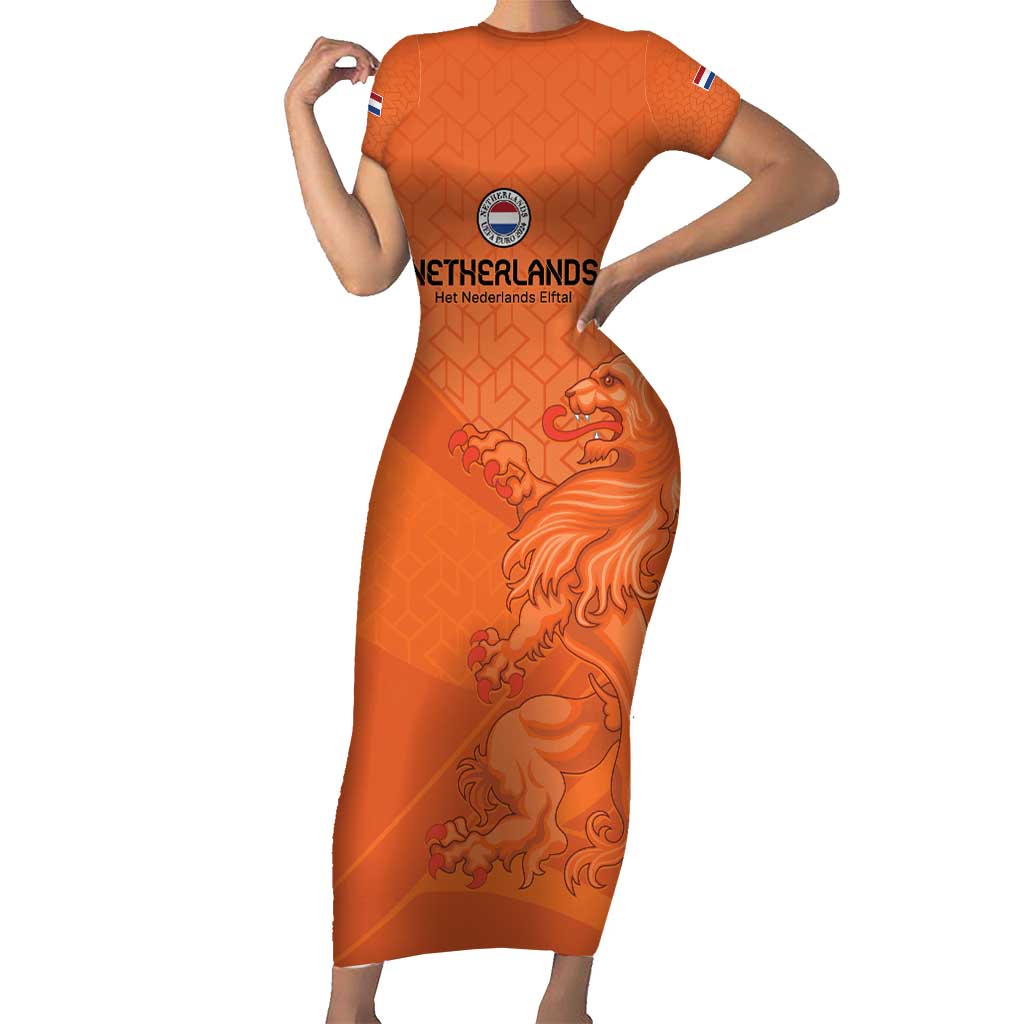 Custom Netherlands Oranje Football Short Sleeve Bodycon Dress Come On Het Nederlands Elftal