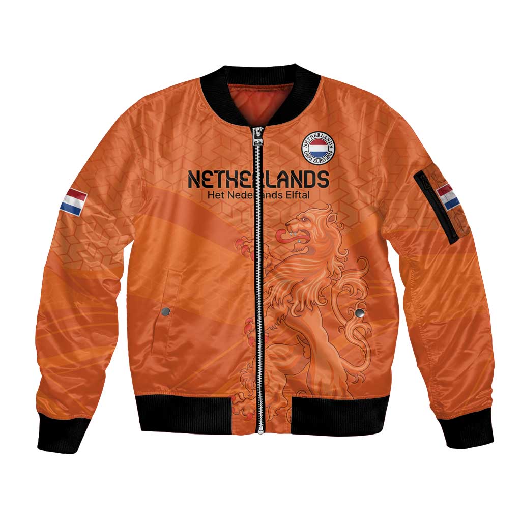 Custom Netherlands Oranje Football Sleeve Zip Bomber Jacket Come On Het Nederlands Elftal