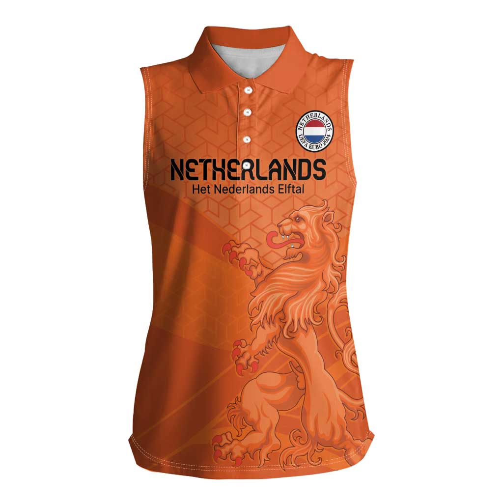 Custom Netherlands Oranje Football Women Sleeveless Polo Shirt Come On Het Nederlands Elftal