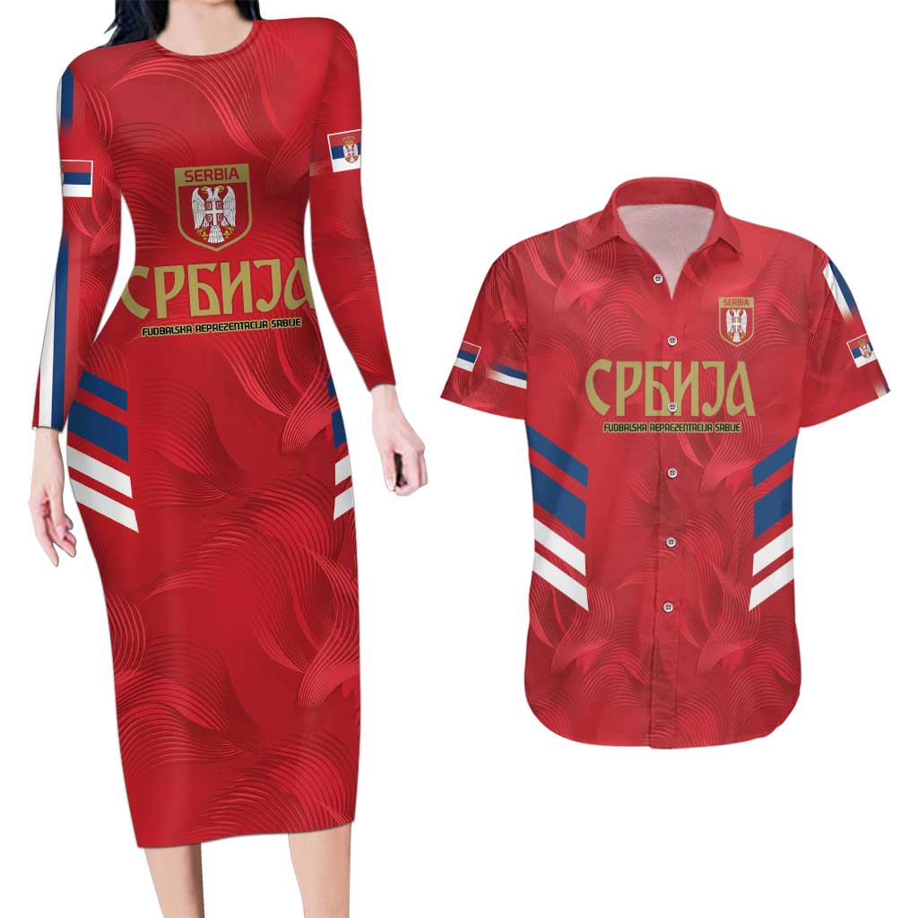 Custom Serbia Football Couples Matching Long Sleeve Bodycon Dress and Hawaiian Shirt Fudbalska reprezentacija Srbije LT9 - Wonder Print Shop