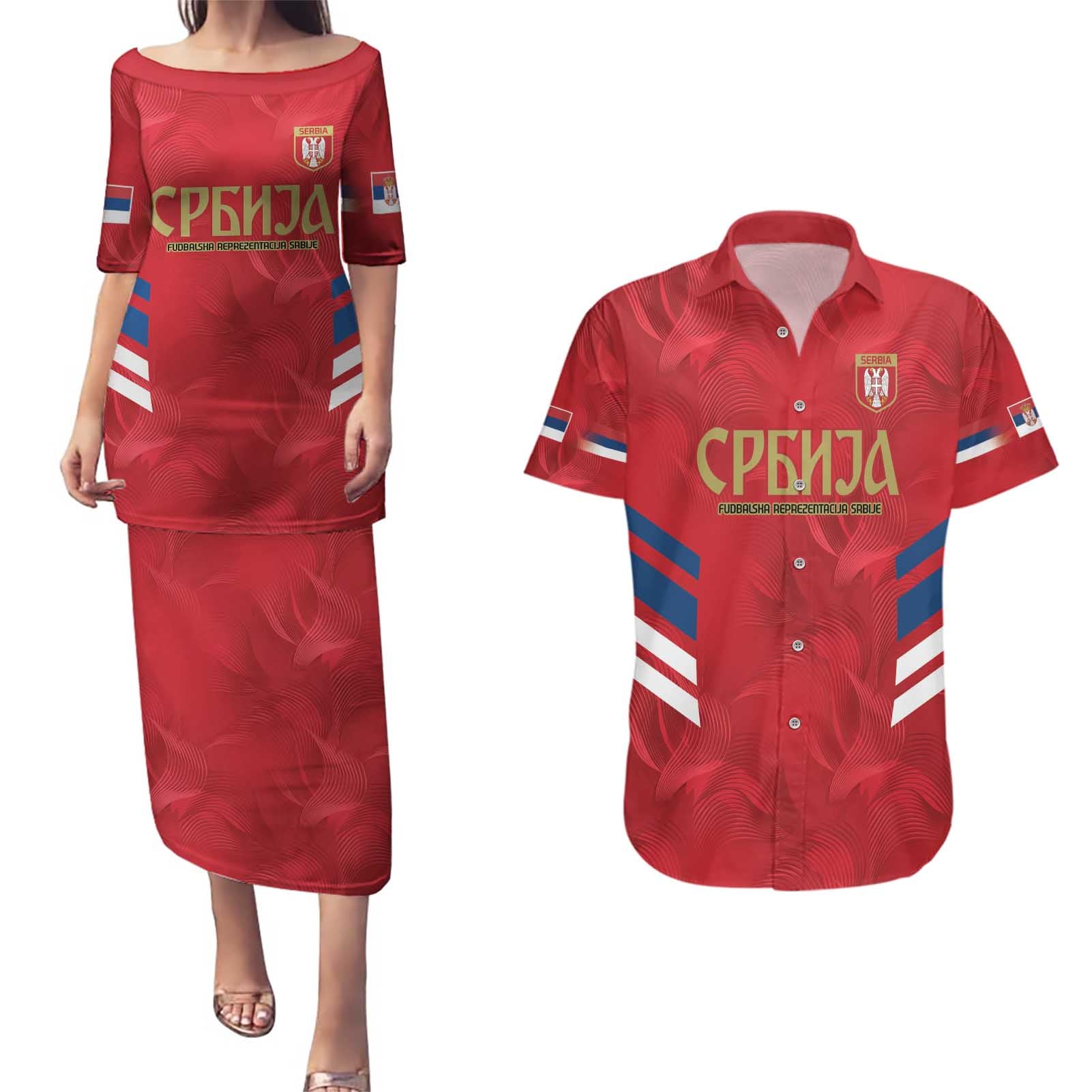 Custom Serbia Football Couples Matching Puletasi and Hawaiian Shirt Fudbalska reprezentacija Srbije LT9 - Wonder Print Shop