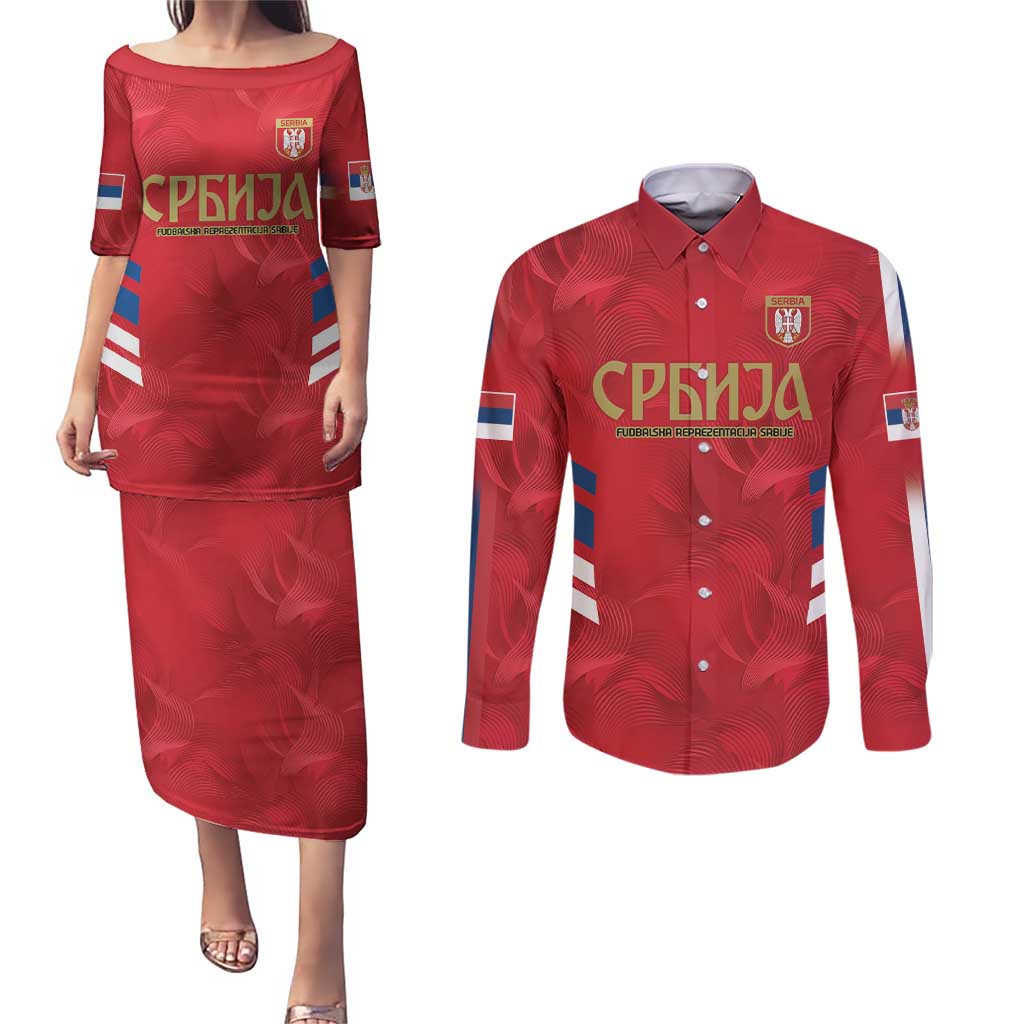 Custom Serbia Football Couples Matching Puletasi and Long Sleeve Button Shirt Fudbalska reprezentacija Srbije LT9 - Wonder Print Shop