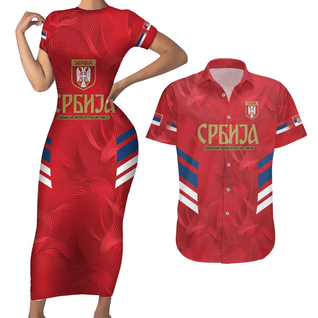 Custom Serbia Football Couples Matching Short Sleeve Bodycon Dress and Hawaiian Shirt Fudbalska reprezentacija Srbije LT9 - Wonder Print Shop