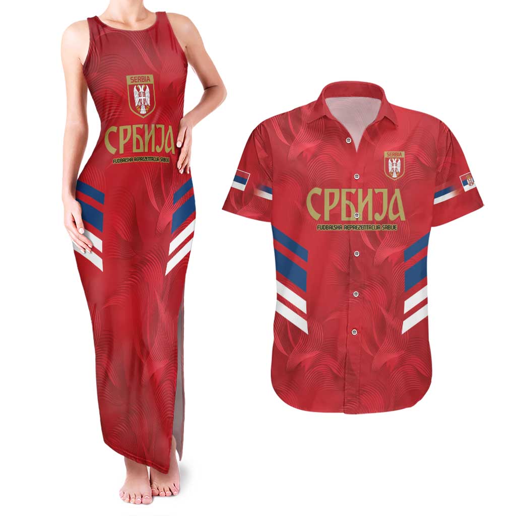 Custom Serbia Football Couples Matching Tank Maxi Dress and Hawaiian Shirt Fudbalska reprezentacija Srbije LT9 - Wonder Print Shop