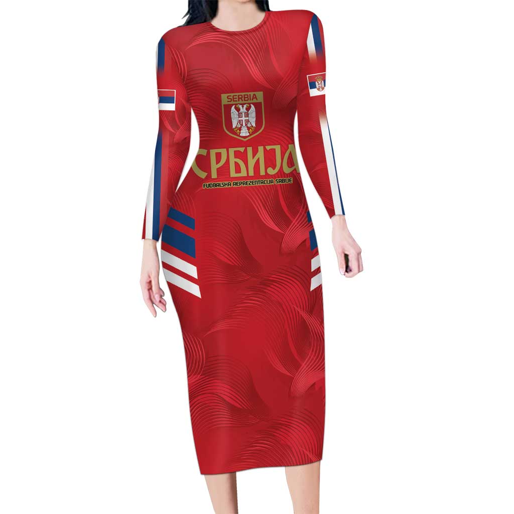 Custom Serbia Football Long Sleeve Bodycon Dress Fudbalska reprezentacija Srbije - Wonder Print Shop