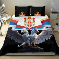 Black double-headed eagle duvet set with crest emblem and 2 pillowcases
