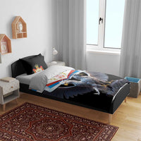 Black bedding set with double-headed eagle artwork on duvet and pillowcase