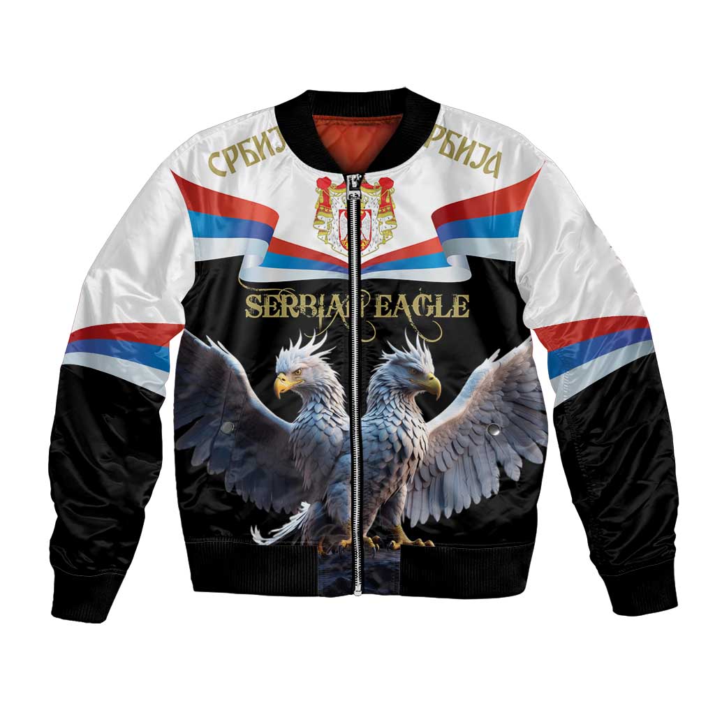 Serbia Silver Double-headed Eagle Bomber Jacket LT9 - Wonder Print Shop