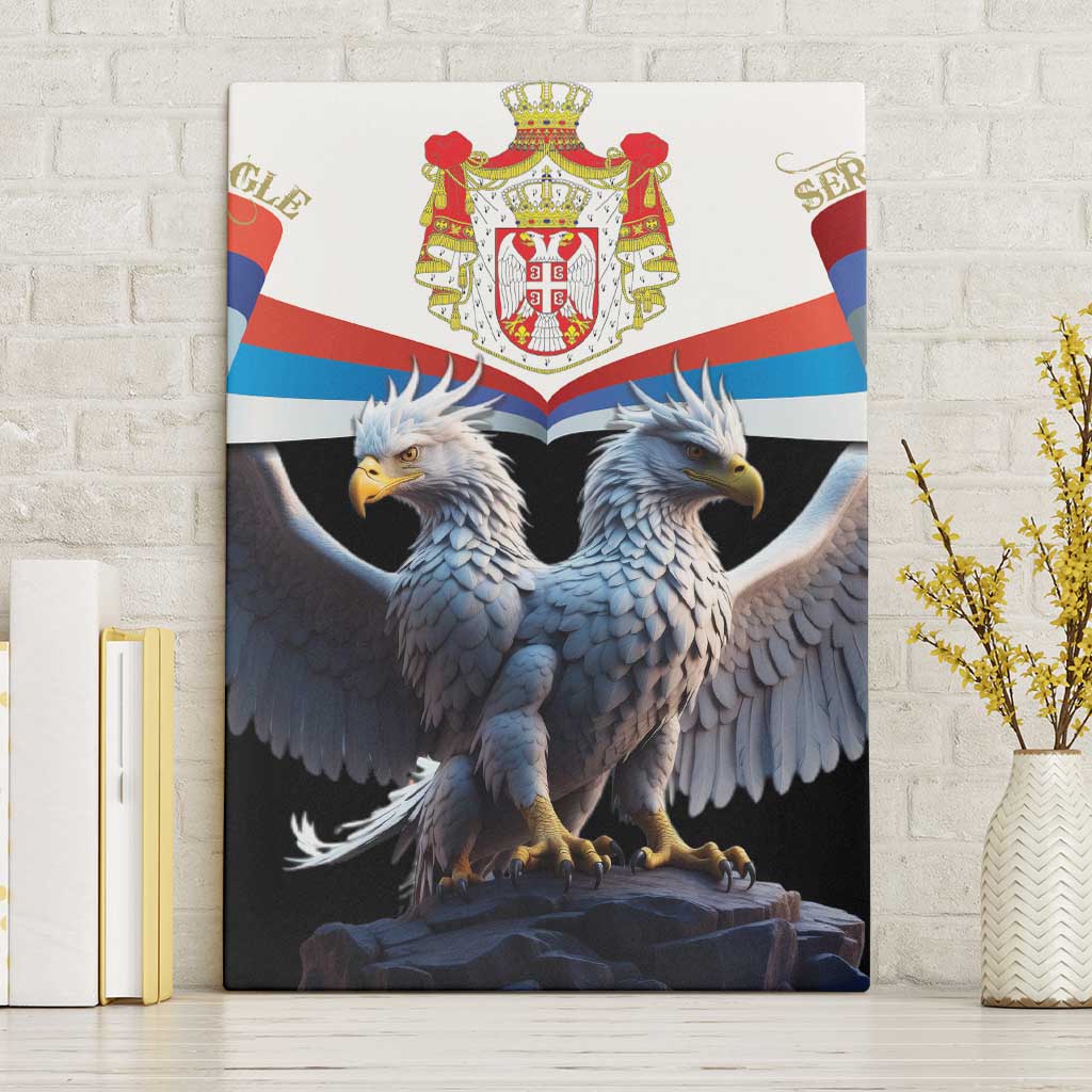 Serbia Silver Double-headed Eagle Canvas Wall Art LT9 - Wonder Print Shop