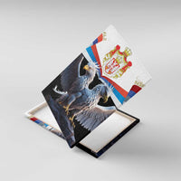 Serbia double-headed eagle canvas wall art angled view with crest and wings