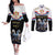 Serbia Silver Double-headed Eagle Couples Matching Off The Shoulder Long Sleeve Dress and Long Sleeve Button Shirt