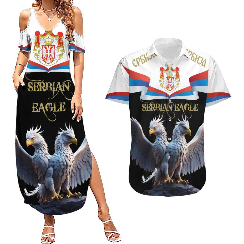 Serbia Silver Double-headed Eagle Couples Matching Summer Maxi Dress and Hawaiian Shirt LT9 - Wonder Print Shop