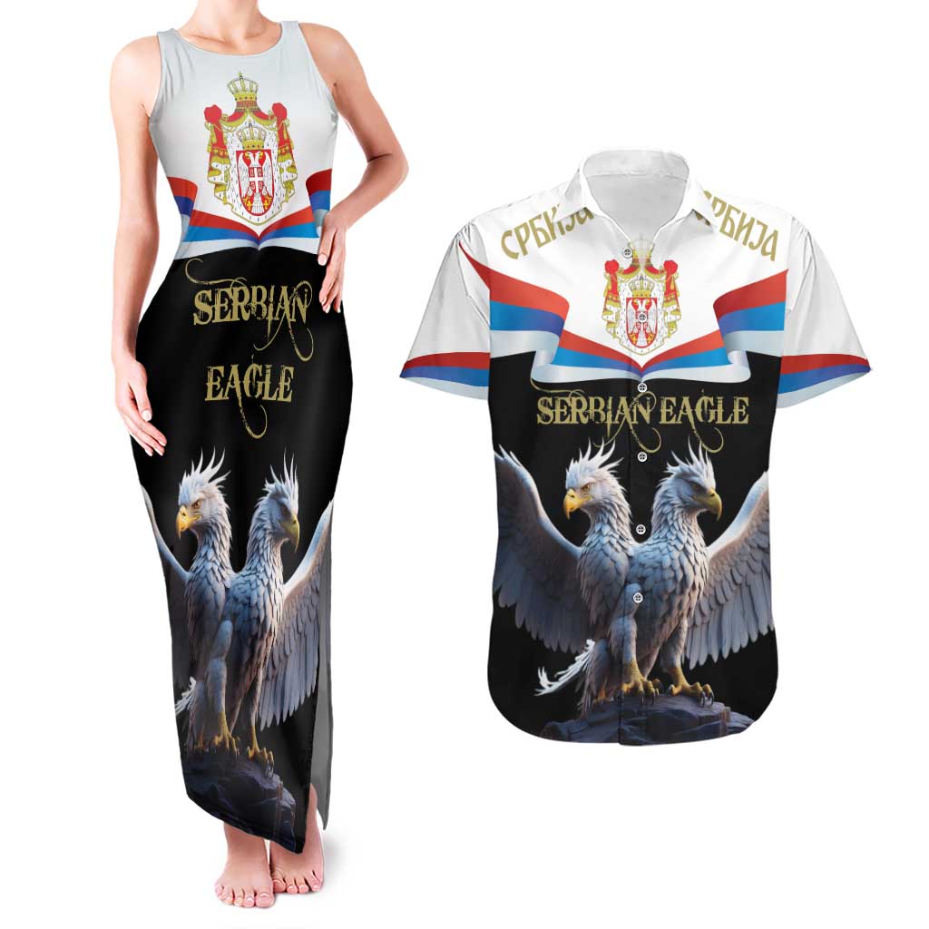 Serbia Silver Double-headed Eagle Couples Matching Tank Maxi Dress and Hawaiian Shirt LT9 - Wonder Print Shop