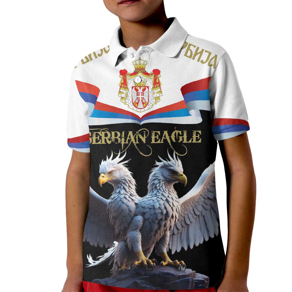 Serbia Silver Double-headed Eagle Kid Polo Shirt - Wonder Print Shop