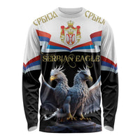 Long sleeve shirt, white/black, with double-headed eagle graphic