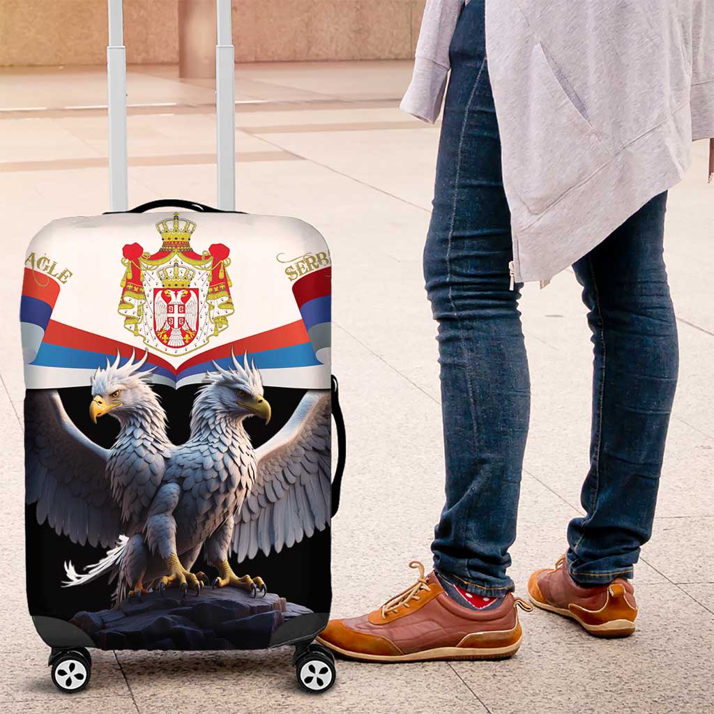 Serbia Silver Double-headed Eagle Luggage Cover - Wonder Print Shop