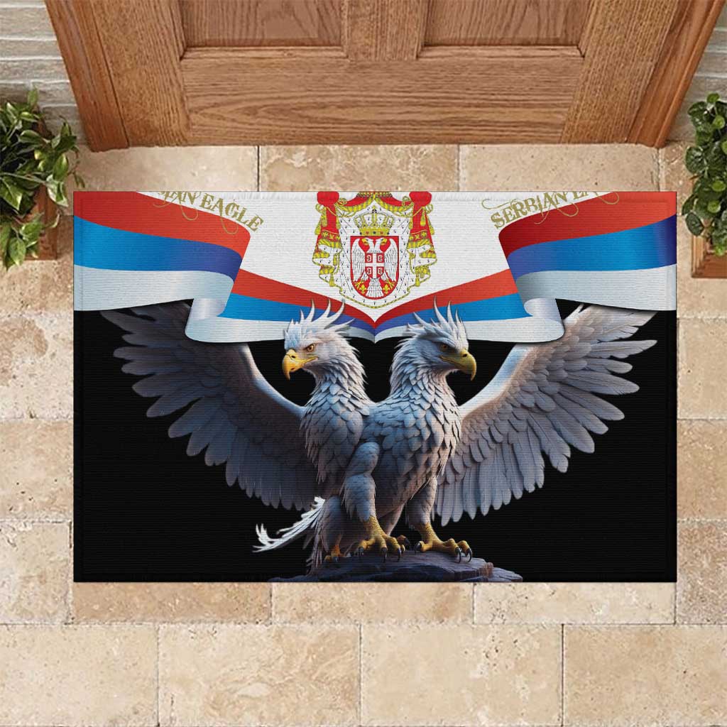 Serbia Silver Double-headed Eagle Rubber Doormat - Wonder Print Shop