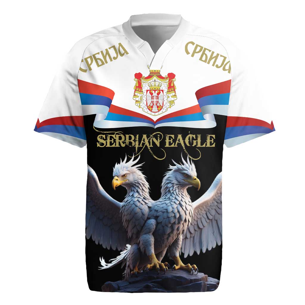 Serbia Silver Double-headed Eagle Rugby Jersey - Wonder Print Shop