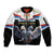 Serbia Silver Double-headed Eagle Sleeve Zip Bomber Jacket - Wonder Print Shop