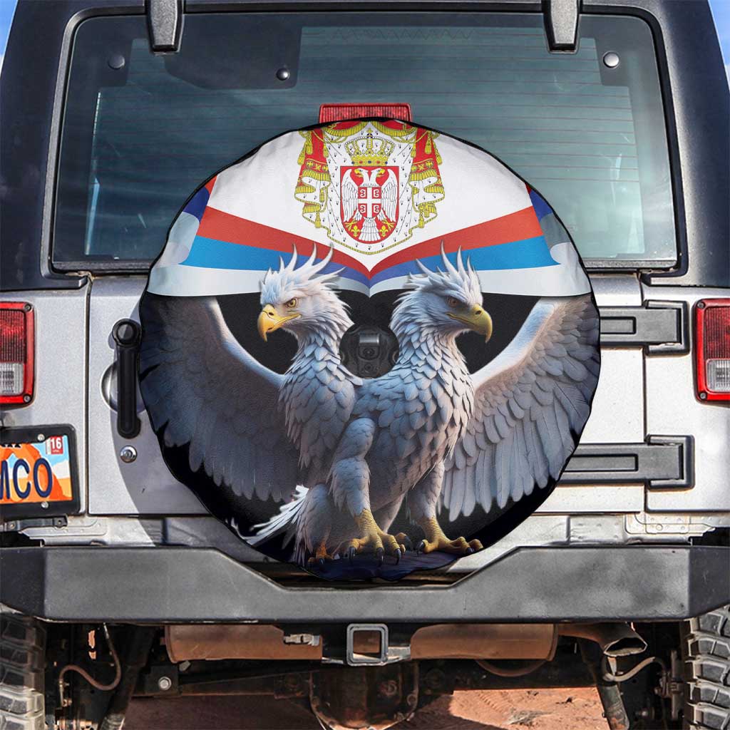 Serbia Silver Double-headed Eagle Spare Tire Cover - Wonder Print Shop