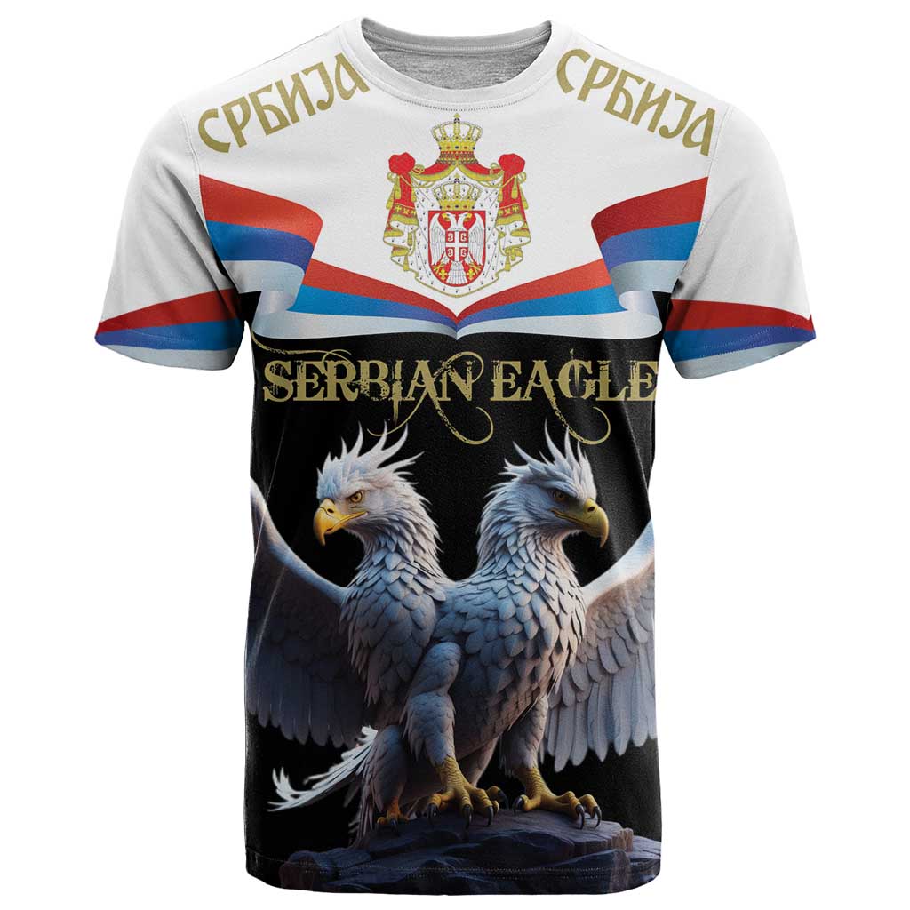 Serbia Silver Double-headed Eagle T Shirt - Wonder Print Shop