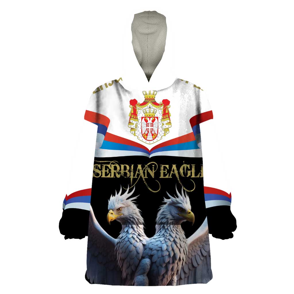 Serbia Silver Double-headed Eagle Wearable Blanket Hoodie - Wonder Print Shop