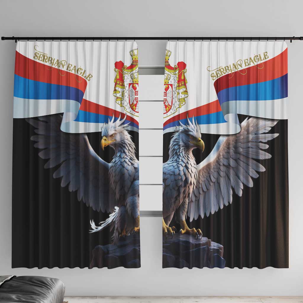 Serbia Silver Double-headed Eagle Window Curtain - Wonder Print Shop