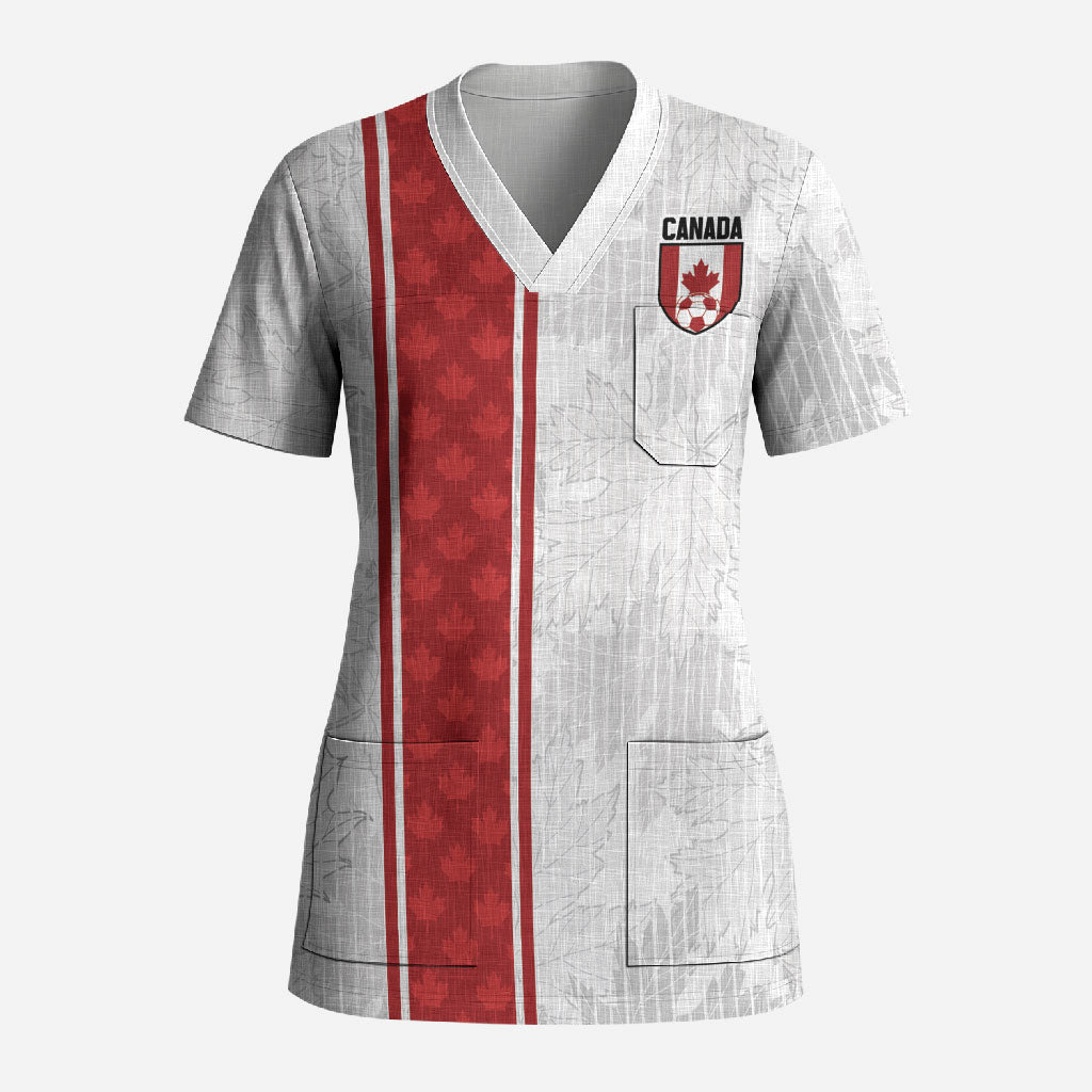 Custom Canada Our Game Now Scrub Top Let's Go Canada Victory World Football
