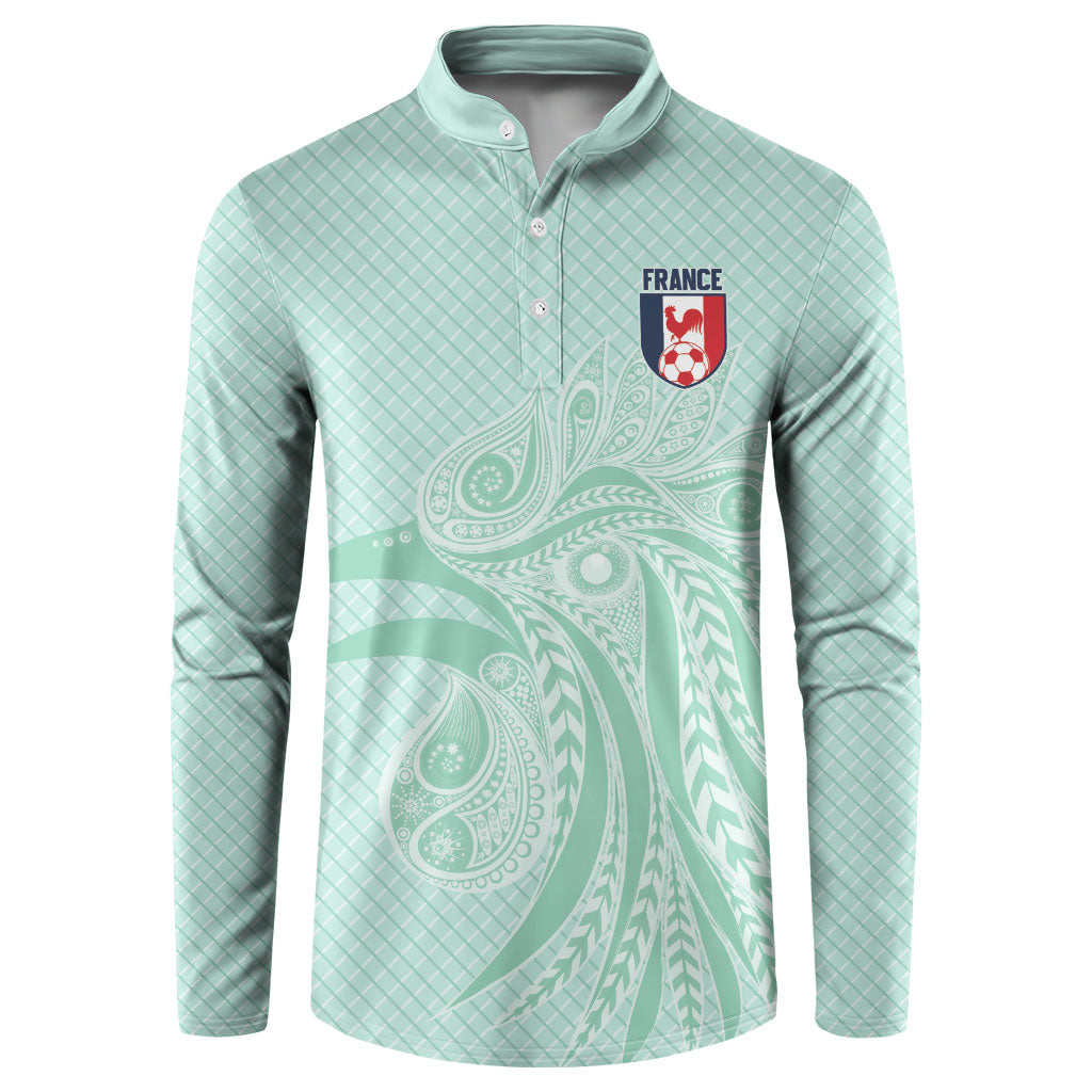Custom France Coq Gaulois Heritage Button Sweatshirt Allez les Bleus Aux Armes