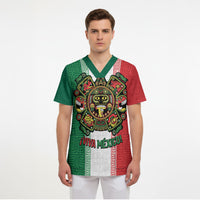 Custom Mexico Aztec Eagle Heritage Scrub Top iViva Mexico Canta y no llores