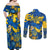 Ukraine Couples Matching Off Shoulder Maxi Dress and Long Sleeve Button Shirts Glory To Ukraine 32nd Independence Anniversary LT9 - Wonder Print Shop