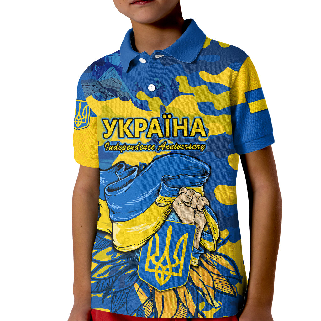 Ukraine Kid Polo Shirt Glory To Ukraine 32nd Independence Anniversary - Wonder Print Shop