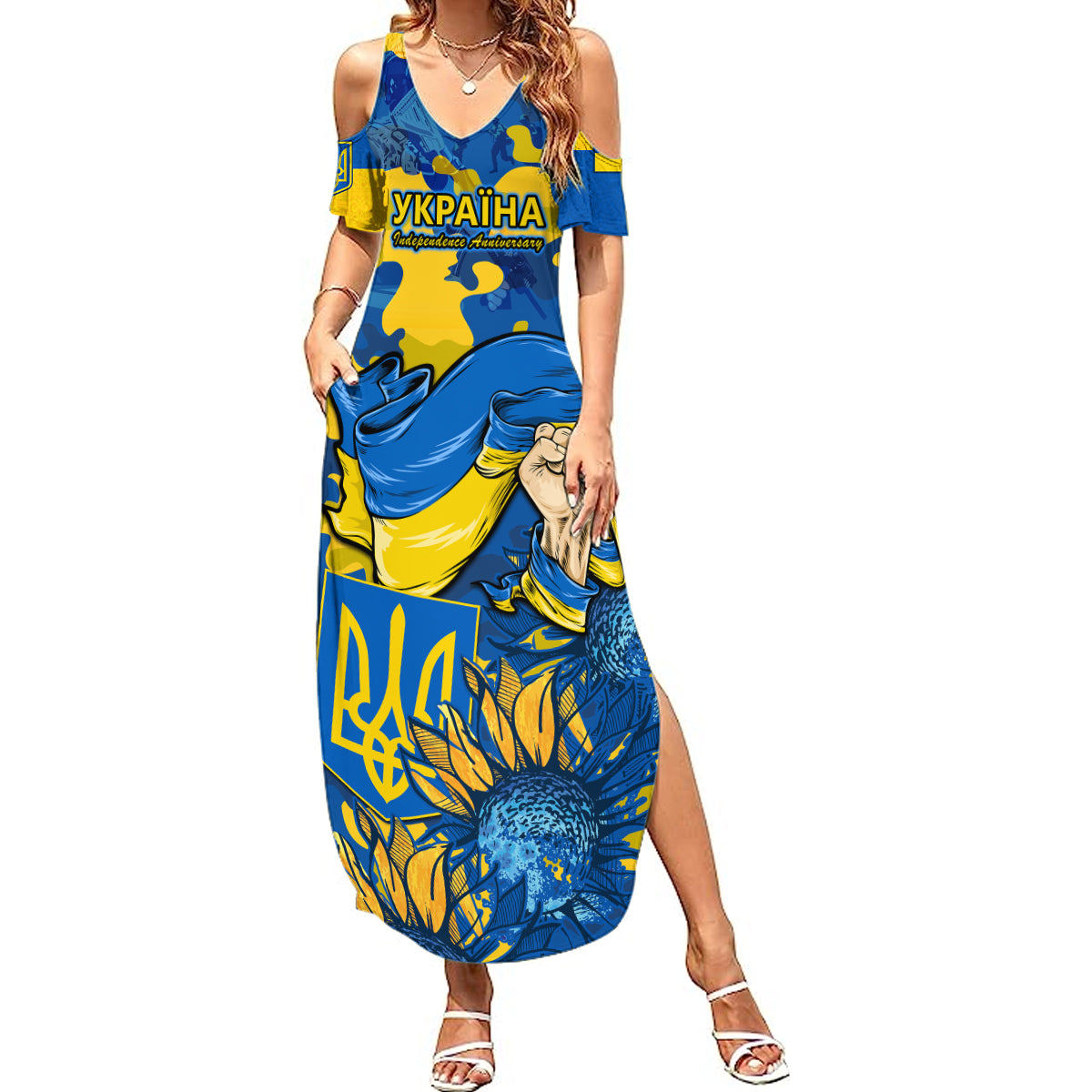 Ukraine Summer Maxi Dress Glory To Ukraine 32nd Independence Anniversary - Wonder Print Shop